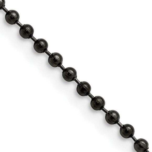 2.4mm Stainless Steel Antiqued Beaded Chain Necklace 24 Inch